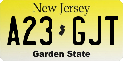 NJ license plate A23GJT