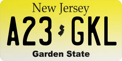 NJ license plate A23GKL