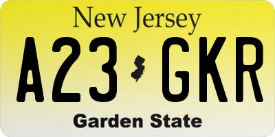 NJ license plate A23GKR