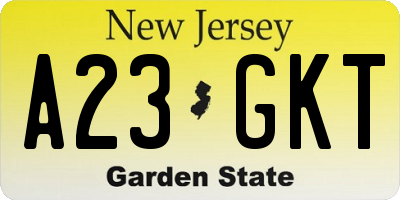 NJ license plate A23GKT