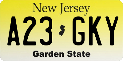 NJ license plate A23GKY