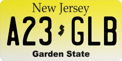 NJ license plate A23GLB