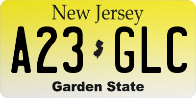 NJ license plate A23GLC