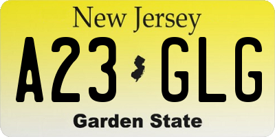 NJ license plate A23GLG