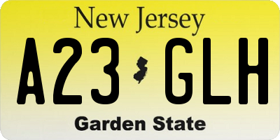 NJ license plate A23GLH