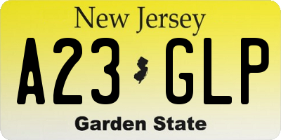 NJ license plate A23GLP