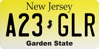 NJ license plate A23GLR