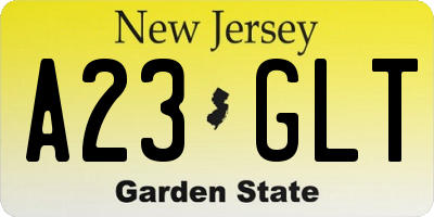 NJ license plate A23GLT