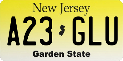 NJ license plate A23GLU