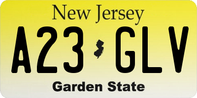 NJ license plate A23GLV