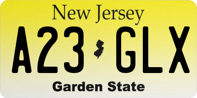 NJ license plate A23GLX