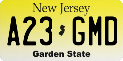 NJ license plate A23GMD