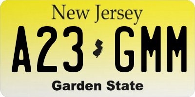 NJ license plate A23GMM