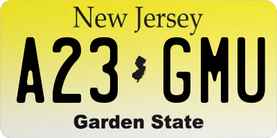 NJ license plate A23GMU