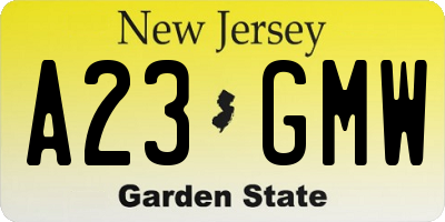 NJ license plate A23GMW