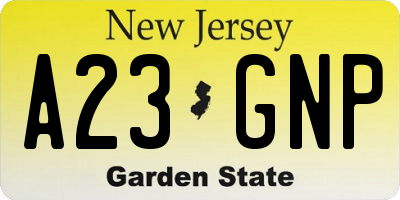 NJ license plate A23GNP