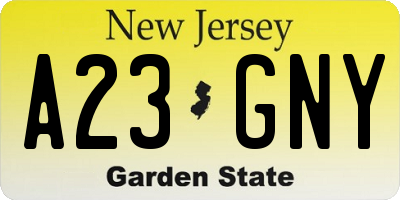 NJ license plate A23GNY
