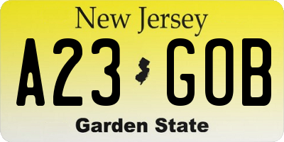 NJ license plate A23GOB