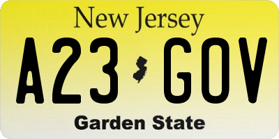 NJ license plate A23GOV