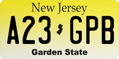 NJ license plate A23GPB