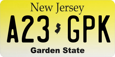 NJ license plate A23GPK