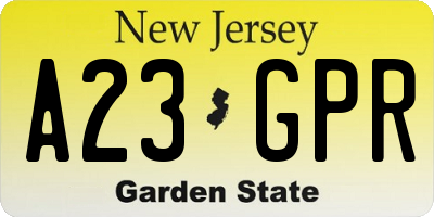 NJ license plate A23GPR