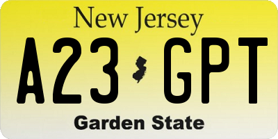 NJ license plate A23GPT