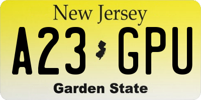 NJ license plate A23GPU