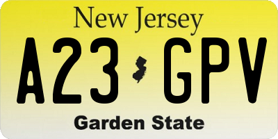 NJ license plate A23GPV