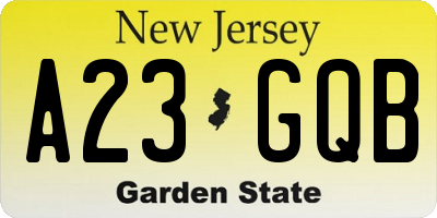 NJ license plate A23GQB