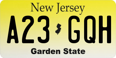 NJ license plate A23GQH