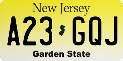 NJ license plate A23GQJ
