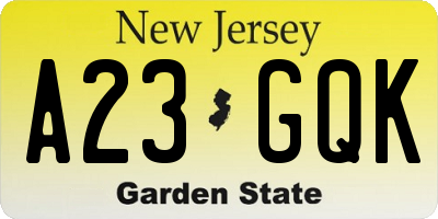 NJ license plate A23GQK