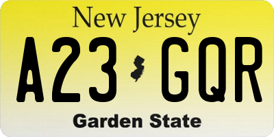 NJ license plate A23GQR