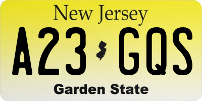 NJ license plate A23GQS