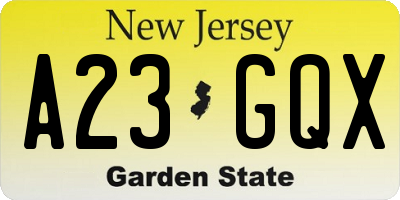 NJ license plate A23GQX