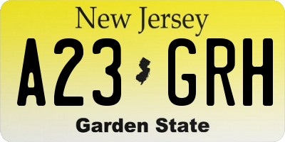 NJ license plate A23GRH