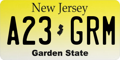 NJ license plate A23GRM