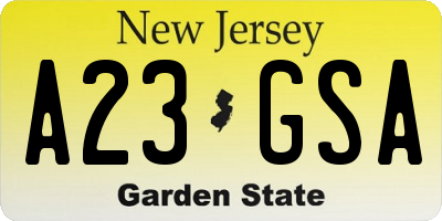 NJ license plate A23GSA