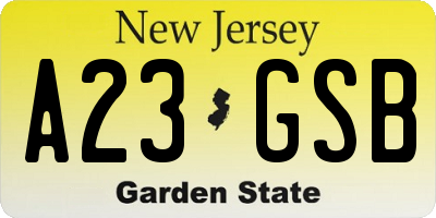 NJ license plate A23GSB