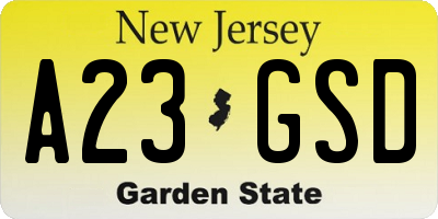 NJ license plate A23GSD