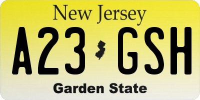 NJ license plate A23GSH