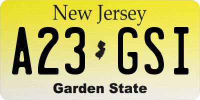 NJ license plate A23GSI