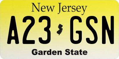 NJ license plate A23GSN