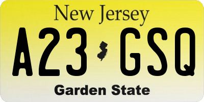 NJ license plate A23GSQ