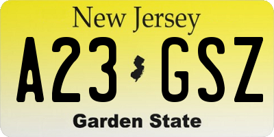 NJ license plate A23GSZ