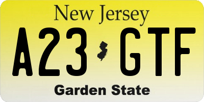 NJ license plate A23GTF