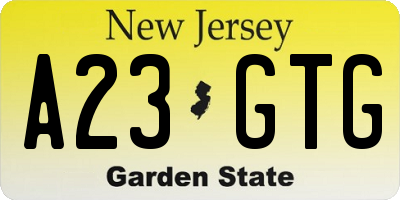 NJ license plate A23GTG