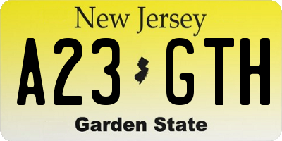 NJ license plate A23GTH