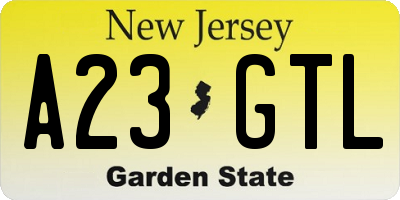 NJ license plate A23GTL